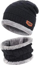 Load image into Gallery viewer, Mens Womens Winter Beanie Hat Scarf Set Warm Knit Hat Thick Fleece Lined Winter Cap Neck Warmer for Men Women
