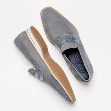 Load image into Gallery viewer, 11-020-GRY MEO 3 Sueded Goatskin Penny Loafer, Gray
