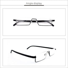 Load image into Gallery viewer, Metal Anti Blue Light Reading Glasses Men Half Frame Prescription Eyeglasses Male  Eyewear With Case For Men And Women Unisex Stylish Eyeglasses Glasses Clear Lens +1.75
