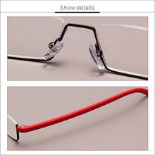 Load image into Gallery viewer, Metal Anti Blue Light Reading Glasses Men Half Frame Prescription Eyeglasses Male  Eyewear With Case For Men And Women Unisex Stylish Eyeglasses Glasses Clear Lens +1.75
