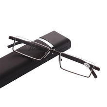 Load image into Gallery viewer, Metal Anti Blue Light Reading Glasses Men Half Frame Prescription Eyeglasses Male  Eyewear With Case For Men And Women Unisex Stylish Eyeglasses Glasses Clear Lens +1.75
