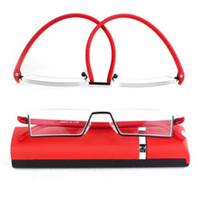 Load image into Gallery viewer, Metal Anti Blue Light Reading Glasses Men Half Frame Prescription Eyeglasses Male  Eyewear With Case For Men And Women Unisex Stylish Eyeglasses Glasses Clear Lens +1.75
