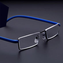 Load image into Gallery viewer, Metal Anti Blue Light Reading Glasses Men Half Frame Prescription Eyeglasses Male  Eyewear With Case For Men And Women Unisex Stylish Eyeglasses Glasses Clear Lens +1.75
