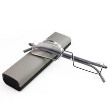 Load image into Gallery viewer, Metal Anti Blue Light Reading Glasses Men Half Frame Prescription Eyeglasses Male  Eyewear With Case For Men And Women Unisex Stylish Eyeglasses Glasses Clear Lens +1.75
