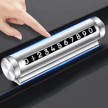 Load image into Gallery viewer, Metal Car Temporary Parking Card Universal Rotate Phone Number Plate Aluminum Stickers Park Stop in Car-styling Car Temporary Parking Card Metal Car Temporary Parking Card Universal Rotate Phone Number Plate Aluminum Stickers Auto Accessories
