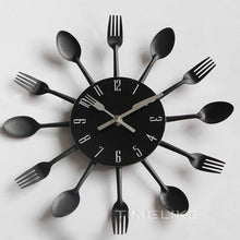 Load image into Gallery viewer, Metal Kitchen Wall Clock Creative  Kitchen Wall Clock 3D Modern Creative Kitchen Cutlery Spoon Fork Time Like Wall Clock Wall Sticker Room Home Decoration Quartz Wall Art Cutlery Mounted Clocks Modern Design Home Decorative
