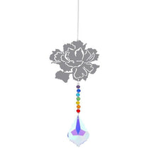 Load image into Gallery viewer, Metallic Hoop Moon Sun Catcher Hanging Crystal Pendant Chandelier Lamps Light Crystals Glass Pendants Light Rainbow Maker Wind Chime Hanging Drop Gift of Good Luck Garden Decor Hanging Ornament For Home Decoration
