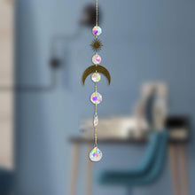 Load image into Gallery viewer, Metallic Hoop Moon Sun Wind Chimes Crystals Sun-catcher Ornament With Chakra Energy K9 Crystal Ball Prisms Hanging Rainbow Chaser Window Curtains Pendant Home Decor Gifts
