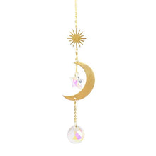 Load image into Gallery viewer, Metallic Hoop Moon Sun Wind Chimes K9 Crystal Prisms Hanging Sun-catcher Rainbow Chaser Window Curtains Pendant Home Decor Gifts For Wall Hanging Decor Room Home Photography Prop
