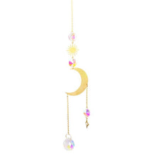 Load image into Gallery viewer, Metallic Hoop Moon Sun Wind Chimes K9 Crystal Prisms Hanging Sun-catcher Rainbow Chaser Window Curtains Pendant Home Decor Gifts For Wall Hanging Decor Room Home Photography Prop
