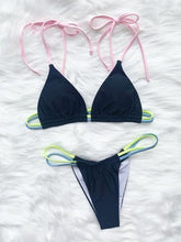Load image into Gallery viewer, Micro Bikini Set For Women Black Blue Green Pink String Swimwear Women's Halter String Triangle Bikini Set Charming Swimwear Two Piece Swimsuit Women's Swimsuit Push Up Bathers Bathing Suit Bikinis
