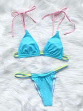Load image into Gallery viewer, Micro Bikini Set For Women Black Blue Green Pink String Swimwear Women's Halter String Triangle Bikini Set Charming Swimwear Two Piece Swimsuit Women's Swimsuit Push Up Bathers Bathing Suit Bikinis
