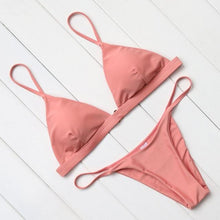 Load image into Gallery viewer, Micro Mini Bikini Swimwear Women Halter Push Up Bikini Set Padded Bra  Women's Underwired Triangle Bathing Two Pieces Swimsuit Bikini Set  Swimsuit Bandage Swim Suit
