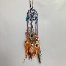 Load image into Gallery viewer, Mini Dream Catcher With Natural Feather Wind Chime Hanging Handmade Lace Feathers Bead Dream Catcher Wind Chimes Hanging Home Room Decoration Car Pendant Ornament Craft Dreamcatcher For Gift Memorial Festival Photography
