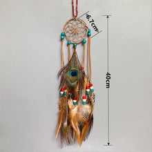 Load image into Gallery viewer, Mini Dream Catcher With Natural Feather Wind Chime Hanging Handmade Lace Feathers Bead Dream Catcher Wind Chimes Hanging Home Room Decoration Car Pendant Ornament Craft Dreamcatcher For Gift Memorial Festival Photography
