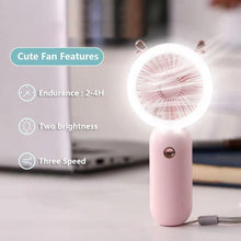 Load image into Gallery viewer, Mini Portable Fan USB Rechargeable Night Light Cooling Handheld Fan Three Speed Adjustable Pocket Personal Small Hand Fan for Child Home School Travel LED Fan
