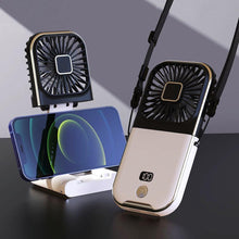 Load image into Gallery viewer, Mini Portable Outdoor Hand Fan Hanging Neck Fan USB Charging 3000mAh Battery Powered 180° Folding Wireless Table Air Cooling Fan 4 Adjustable Speed Portable Pocket Fan for Office Outdoor Travel
