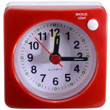 Load image into Gallery viewer, Mini Square Plastic Student Alarm Clock Silent Snooze Bedside Needle Alarm Clock Analog Alarm Clock Battery Operated for Heavy Sleepers Adults Bedrooms Bedside Kids Elderly Non Ticking Alarm Clocks with Non Ticking Portable Home Travel Alarm Clock
