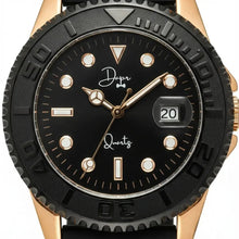 Load image into Gallery viewer, Minimalist Quartz Watch - The Dark Night Rose Gold Edition
