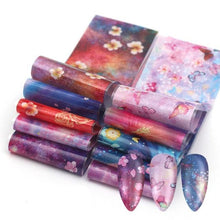 Load image into Gallery viewer, Mix Nail Art Transfer Foil Sticker Angles Decoration Nail Art Decals Design For Nails Wraps Follie Nail Foil Transfer Sticker Kit, Nail Art Decals Nail Foil Glass Paper Nail Decals Nail Wraps for Nail Art Decorations Supplies
