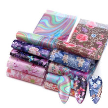 Load image into Gallery viewer, Mix Nail Art Transfer Foil Sticker Angles Decoration Nail Art Decals Design For Nails Wraps Follie Nail Foil Transfer Sticker Kit, Nail Art Decals Nail Foil Glass Paper Nail Decals Nail Wraps for Nail Art Decorations Supplies
