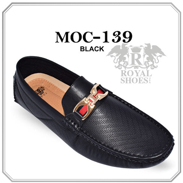 Royal Shoes MOC-139 Black Smoking Slip-on Men's Fancy Prom/Dress Driver/Moccasin Shoes Sizes  8.5-13