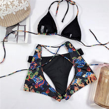 Load image into Gallery viewer, Modern Blue High Waist Bikini Push Up Swimwear Women Dragon Printed Bikini Set Retro Swimsuit Women's High Waist Bikini Swimsuits Twist Push Up Two Piece Bathing Suits Tummy Control Swimwear
