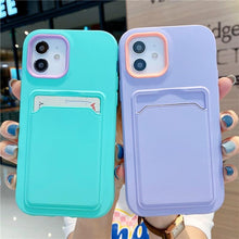Load image into Gallery viewer, Modern Card Candy Color Phone Case For iPhone 12 11 13 Pro Max 12 13 Pro 11 Shockproof Bumper Soft Back Cover Colorful Silicone Phone Cover
