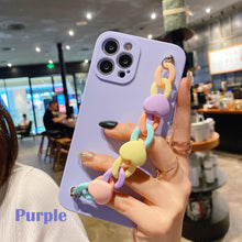 Load image into Gallery viewer, Modern Colorful Bracelet Phone Case For iPhone 11 12 13 Pro Max X XS XR 6 7 8 Plus 12 Mini Colorful Heart-Shaped Chain Silicone Cute Heart Chain Back Cover for iPhone 12 Pro Max Soft Silicone Back Cover
