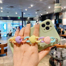 Load image into Gallery viewer, Modern Colorful Bracelet Phone Case For iPhone 11 12 13 Pro Max X XS XR 6 7 8 Plus 12 Mini Colorful Heart-Shaped Chain Silicone Cute Heart Chain Back Cover for iPhone 12 Pro Max Soft Silicone Back Cover

