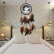 Load image into Gallery viewer, Modern Dream Catcher Wolf Totem Car Hanging Ornaments Pendant Wolf Decor Traditional Feather Wind Chimes Handmade For Bedroom Wall Hanging Home Decorations Crafts
