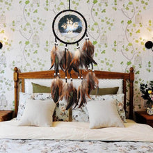 Load image into Gallery viewer, Modern Dream Catcher Wolf Totem Car Hanging Ornaments Pendant Wolf Decor Traditional Feather Wind Chimes Handmade For Bedroom Wall Hanging Home Decorations Crafts
