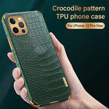 Load image into Gallery viewer, Modern Green Leather Case for iPhone 14 Pro Max Mini 13 11 Pro Max X XR XS Max 13 Mini Cases Luxury PU Leather Covers Luxury Cover Gold Edge  for Women Girls Slim Leather Elegant Iphone Protective Cover
