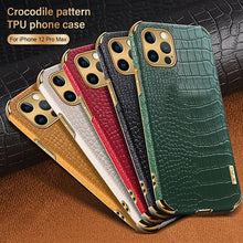 Load image into Gallery viewer, Modern Green Leather Case for iPhone 14 Pro Max Mini 13 11 Pro Max X XR XS Max 13 Mini Cases Luxury PU Leather Covers Luxury Cover Gold Edge  for Women Girls Slim Leather Elegant Iphone Protective Cover
