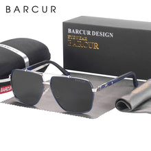 Load image into Gallery viewer, Modern Retro VIntage Luxury BARCUR Square Mens Sunglasses Polarized Driving Gradient Sun Glasses for Men UV400 Shades Eyewear Stevvex Big Frame sunglasses For Men
