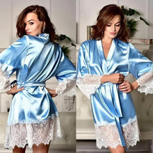 Load image into Gallery viewer, Modern Silk Bathrobe For Women Elegant Soft Silk Nightwear Unique  V-Neck Short Women's Fashion Bathrobes
