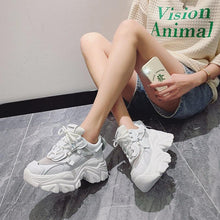 Load image into Gallery viewer, Modern Thick Platform Sneakers White Woman Vulcanize Shoes Luxury Tennis Sneakers Trainers Lace Up Fashion Comfortable Walking Footwear New Lightweight Sneakers
