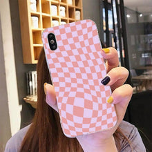Load image into Gallery viewer, Modern Unique Design Checkers Phone Case for iPhone 11 12 13 Mini Pro Max Case Black And White Checkerboard Pattern Case Stylish Case For Girls
