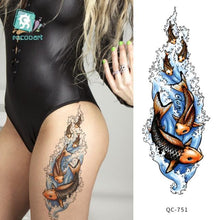 Load image into Gallery viewer, Modern Waterproof Red Flowers Tattoo Multi-Colored Stickers Back Waist Temporary Tattoo Luxury Style
