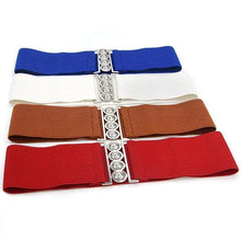 Load image into Gallery viewer, Modern Wide Fabric Strap Silver Metal Buckle Belts For Women Trendy Fashion Stretchable Classic Belts
