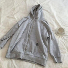 Load image into Gallery viewer, Modern With Hat Hoodies Women  Kangaroo Pocket Casual Loose Solid Color Sweatshirt Female  Fashion New Female Tops Sports Clothing Oversized Zip Hooded Sweatshirt Cotton Women Autumn Hoodie
