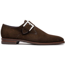 Load image into Gallery viewer, 56-110-DBR Hebilla Monk Strap Italian Suede Calfskin Dark Brown
