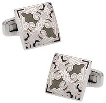 Load image into Gallery viewer, Monochromatic Fleur Di Lis Cufflinks
