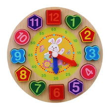Load image into Gallery viewer, Montessori Cartoon Animal Educational Wooden Beaded Geometry  Digital Clock Puzzles Matching Clock Toy For Children
