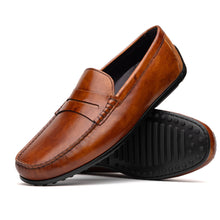 Load image into Gallery viewer, 35-115-CGN MONZA Hand Burnished Italian Calfskin Driving Loafers Cognac
