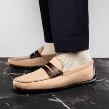 Load image into Gallery viewer, 36-300-BON MONZA Sueded Italian Calfskin Driver Bone / Chestnut
