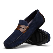 Load image into Gallery viewer, 36-300-NVY MONZA Sueded Italian Calfskin Driver Navy / Chestnut
