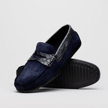 Load image into Gallery viewer, 31-160-NVY MONZA Sueded Calfskin with Crocodile Driver, Navy
