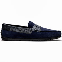 Load image into Gallery viewer, 31-160-NVY MONZA Sueded Calfskin with Crocodile Driver, Navy
