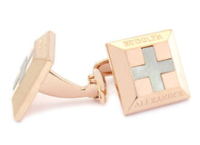 Load image into Gallery viewer, Mother of Pearl Cross Rose Gold Cufflinks
